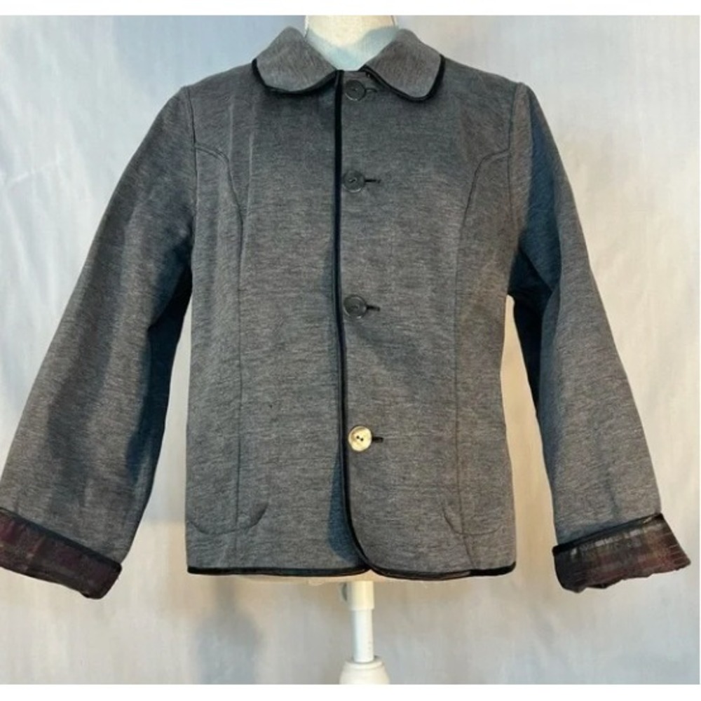 Chicos Reversible Plaid Button Front Jacket Burgu… - image 2